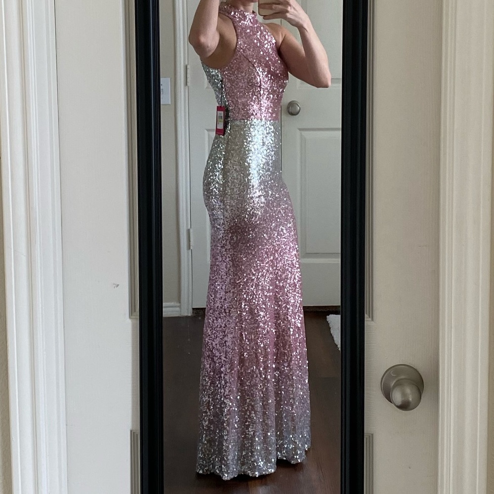 Vince Camuto silver pink ombré sequin dress - Picture 3 of 6